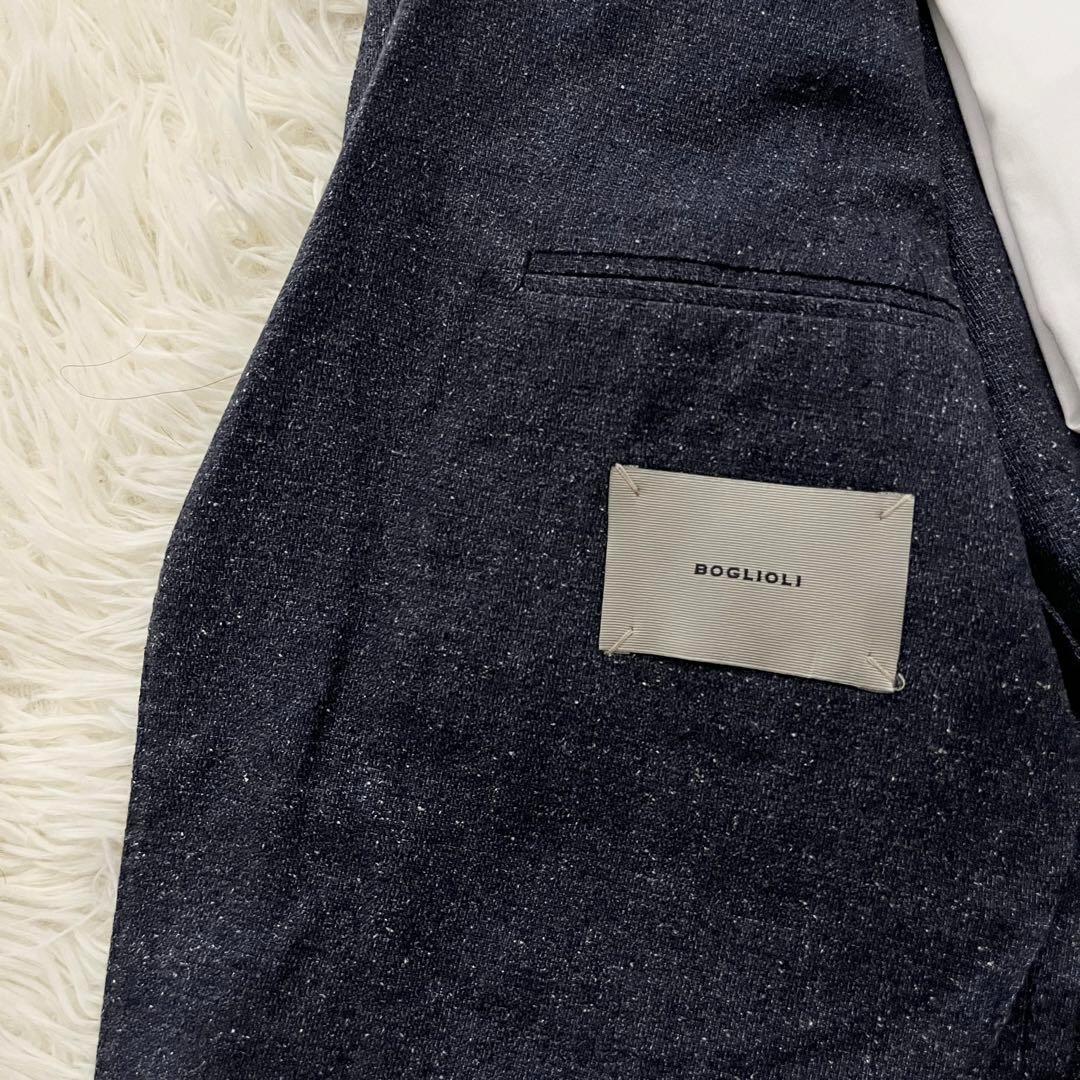 <美品>BOGLIOLI/dover ネイビー シルク リネン ジャケット 44