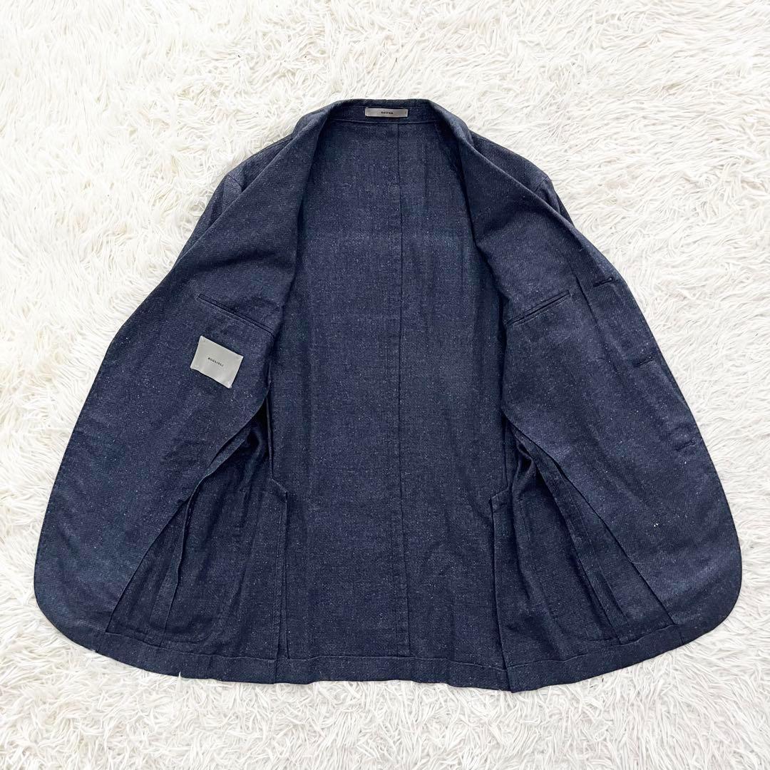 <美品>BOGLIOLI/dover ネイビー シルク リネン ジャケット 44