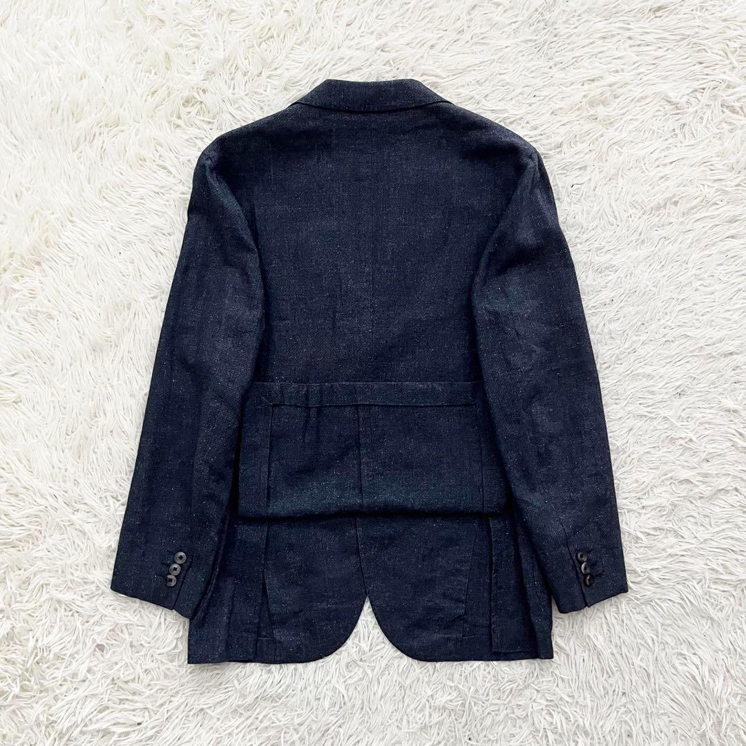 <美品>BOGLIOLI/dover ネイビー シルク リネン ジャケット 44