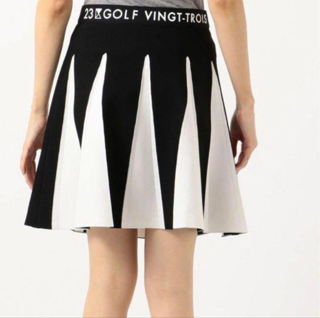 定価35200円 試着のみ 23区ゴルフ ニットスカート Mサイズ　白×黒