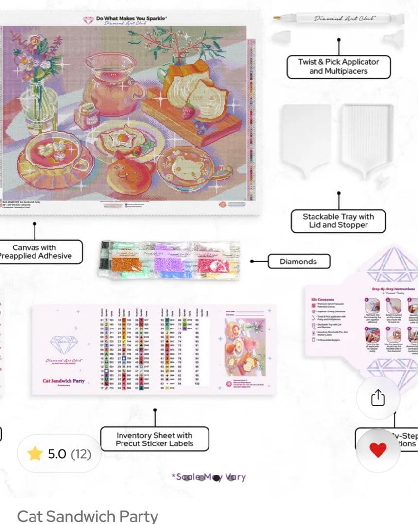 ダイヤモンドアートクラブ　Cat Sandwich Party ラウンドビーズ