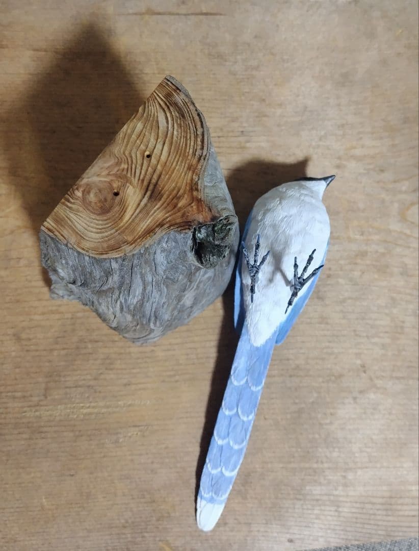 ミニバードカービング　\"オナガ“