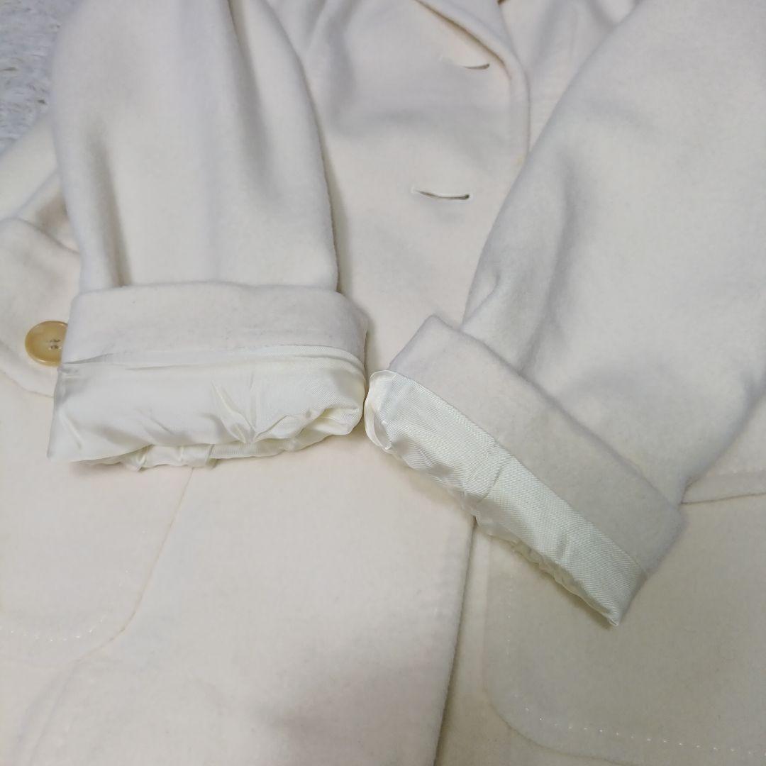 美品■BURBERRY LONDON アンゴラ混 ウールコート ホワイト