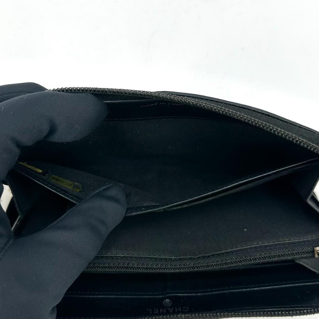 CHANEL シャネル デカココ キャビアスキン ラウンドファスナー 長財布 黒