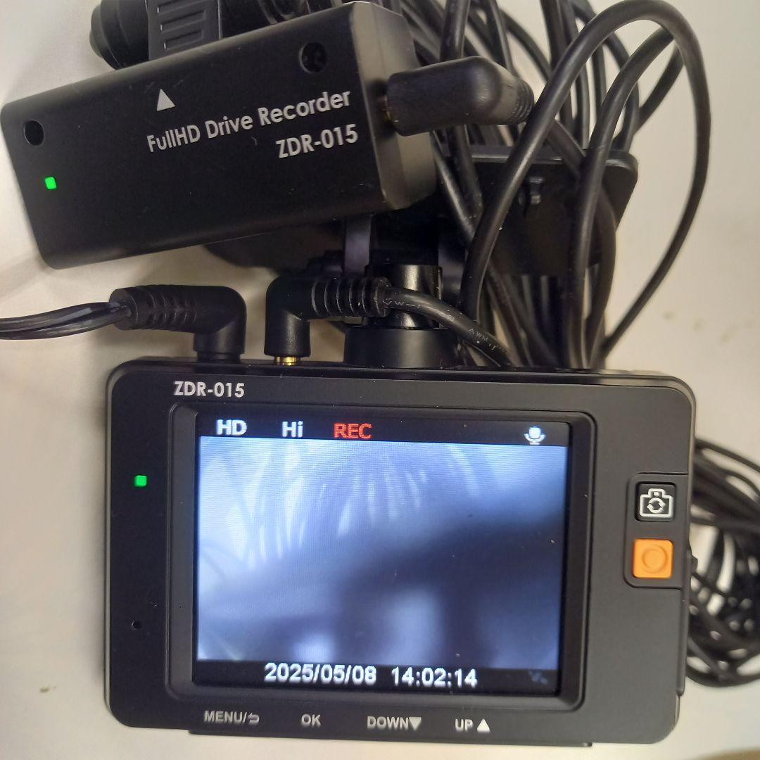 美品　駐車監視ユニット付　動作確認　コムテックドラレコ　ZDR015　前後カメラ