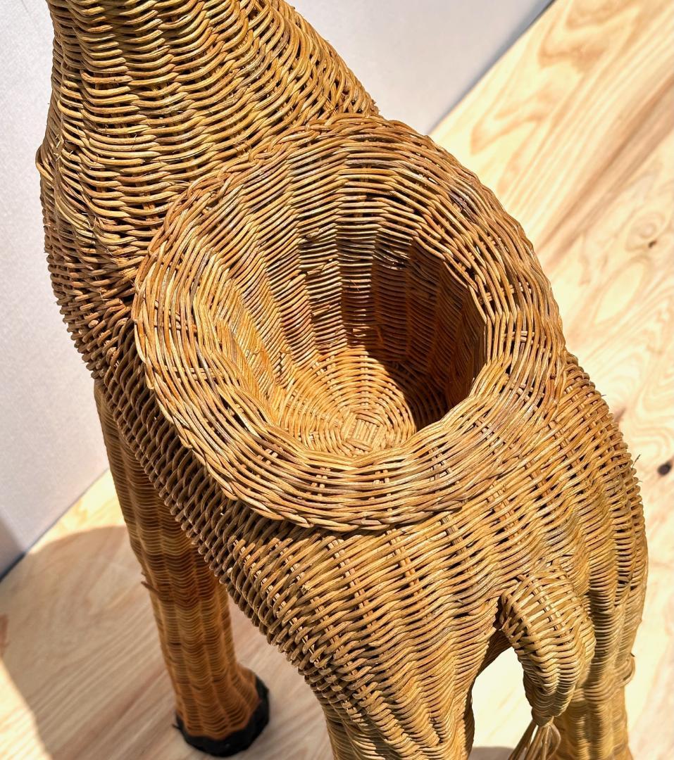 オールドラタン キリン オブジェ・プランタースタンド 高さ158cm