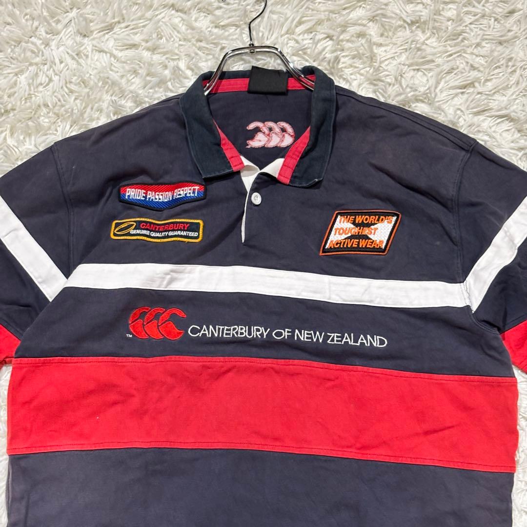 【美品】カンタベリー　ラガーシャツ ラグビー XL ポロシャツ　ワッペン 刺繍