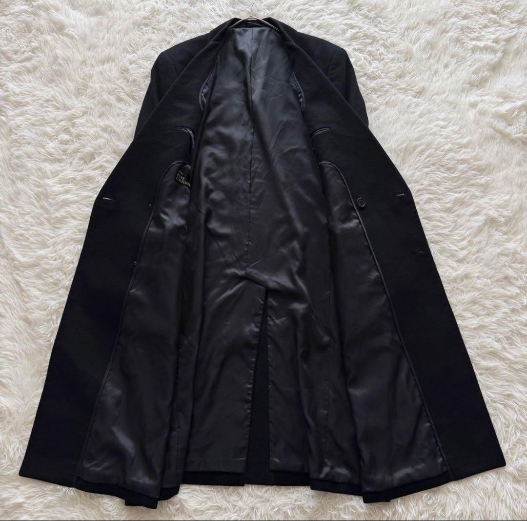 チェスターコート ダブル カシミア100％ ブラック 黒　マキシ丈