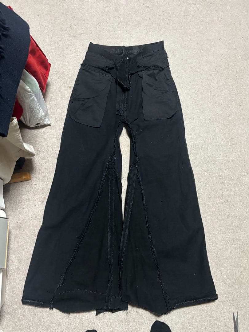 wax デニムパンツ ブーツカット フレア ブラックデニム ワックス