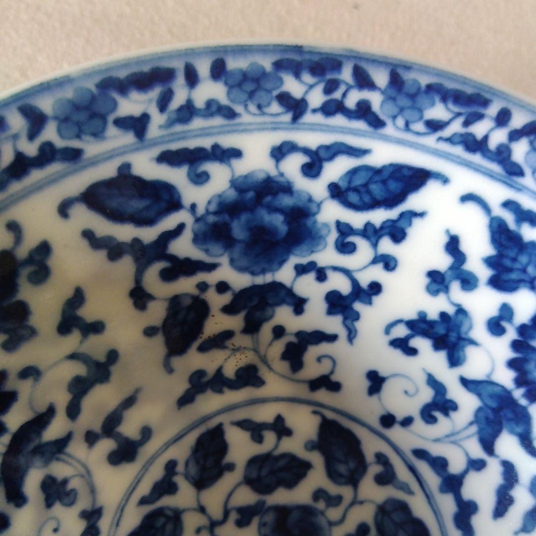 景徳鎮　青華　草花紋様碗