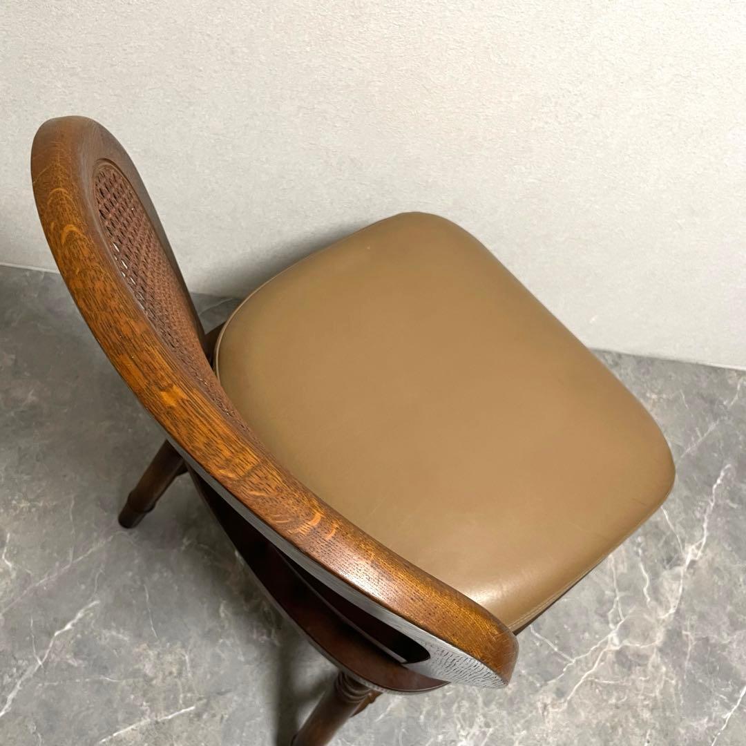 飛騨産業　キツツキ木製ダイニングチェアラタンバックチェア　ヴィンテージ古家具　①