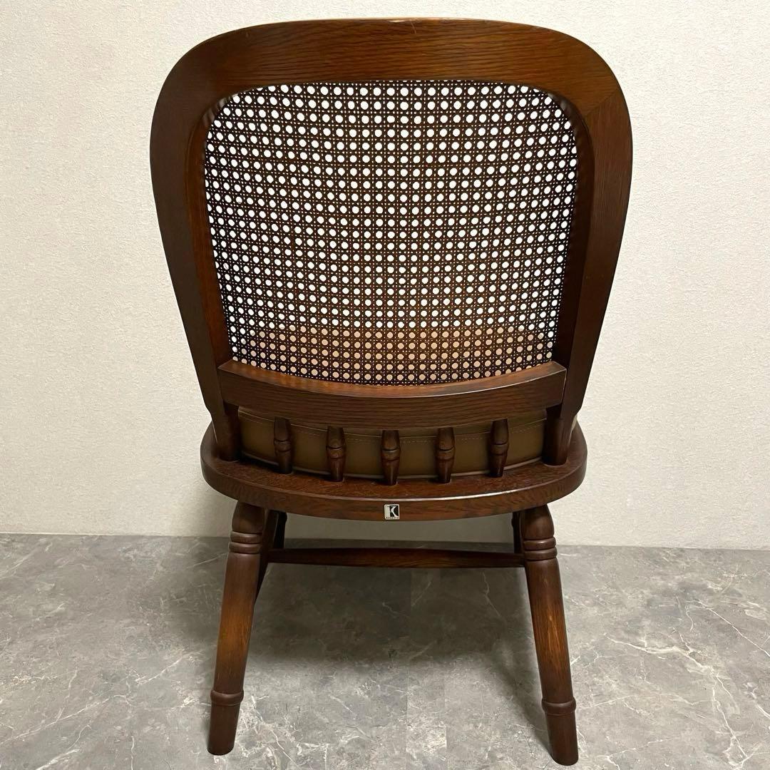 飛騨産業　キツツキ木製ダイニングチェアラタンバックチェア　ヴィンテージ古家具　①