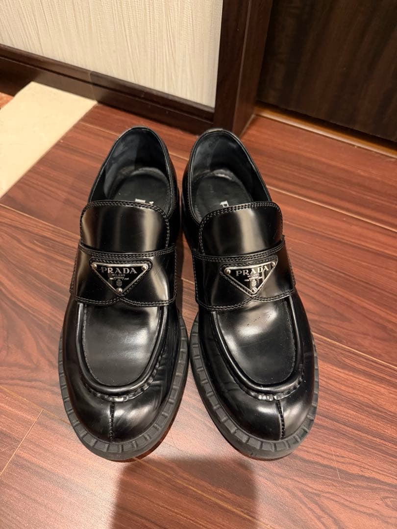 PRADA プラダ チョコレート ブラッシュドレザー ローファー 35.5
