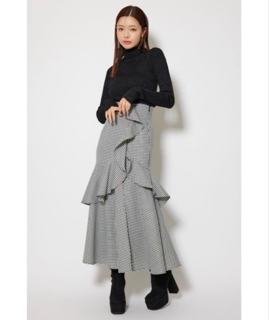 rienda フリルスリットハイウエストスコートショートパンツ