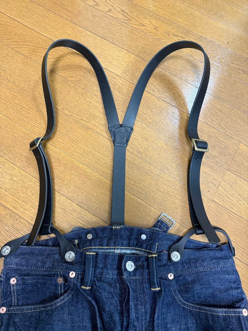 ブラックレザーサスペンダー tcbジーンズ