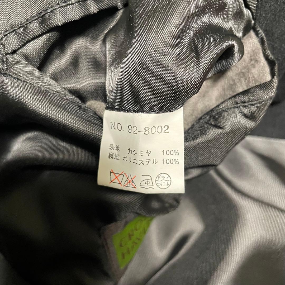 【カシミヤ100%×未使用に近い】マキシ丈ダブルチェスターコート ウール 黒 M