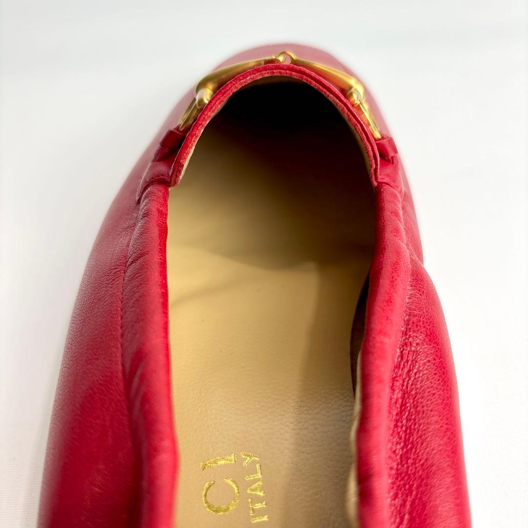 【極美品】GUCCI グッチ ホースビット フラットシューズ ラムレザー 24㎝