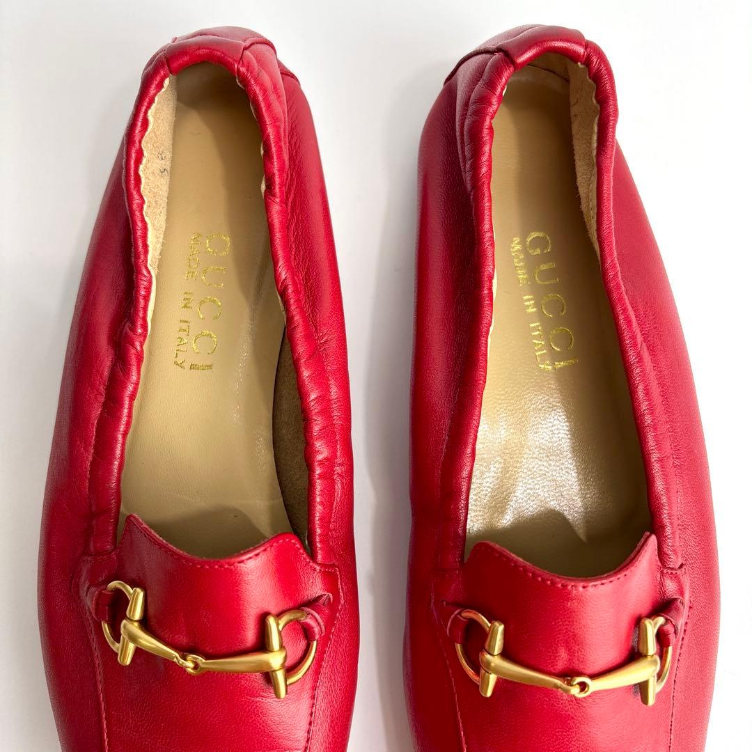 【極美品】GUCCI グッチ ホースビット フラットシューズ ラムレザー 24㎝
