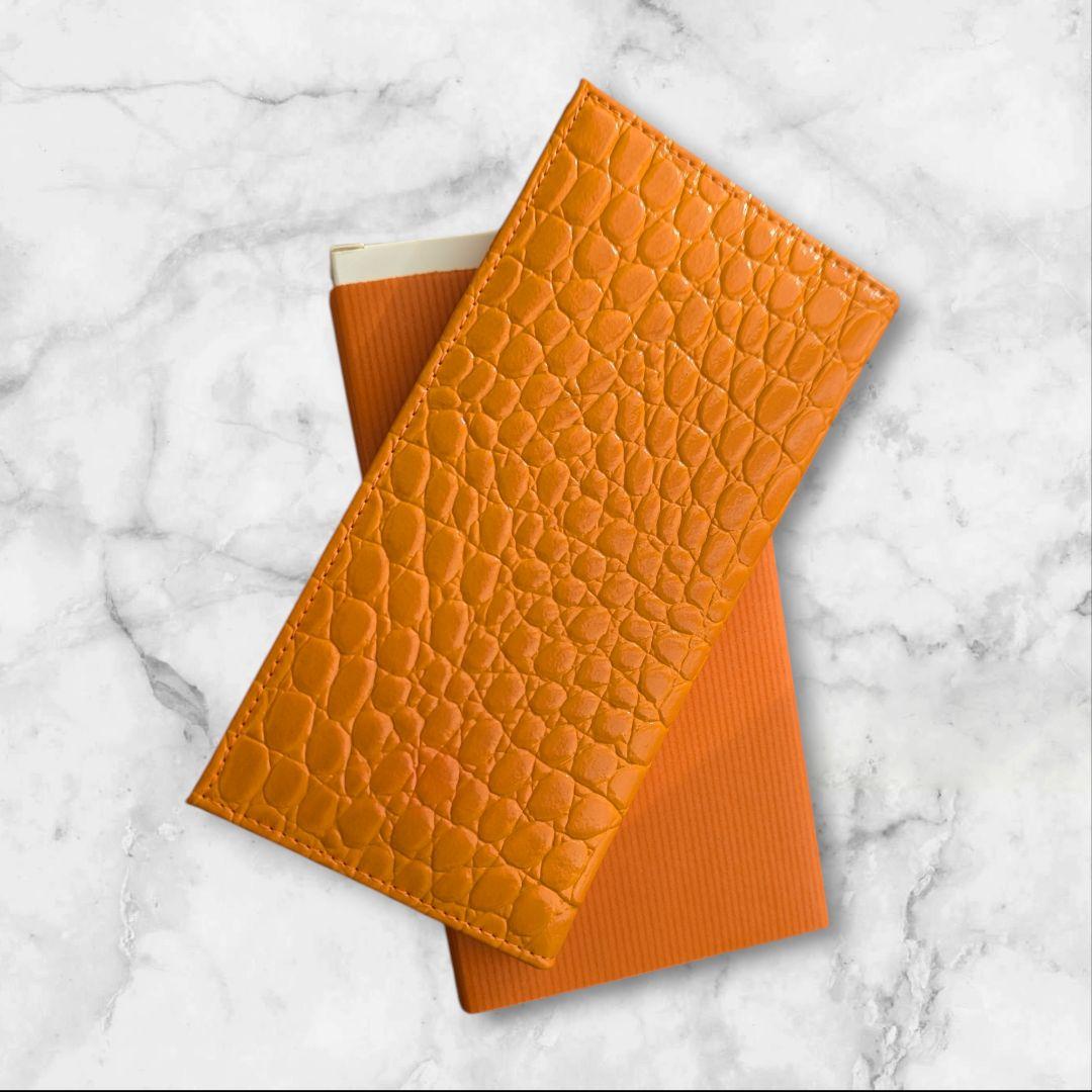 【新品】皇居　財布　オレンジ クロコ調 長財布