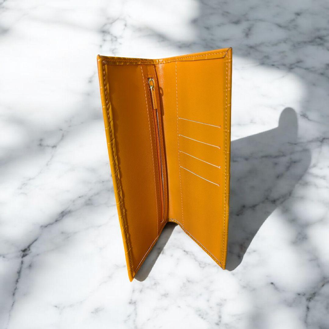 【新品】皇居　財布　オレンジ クロコ調 長財布