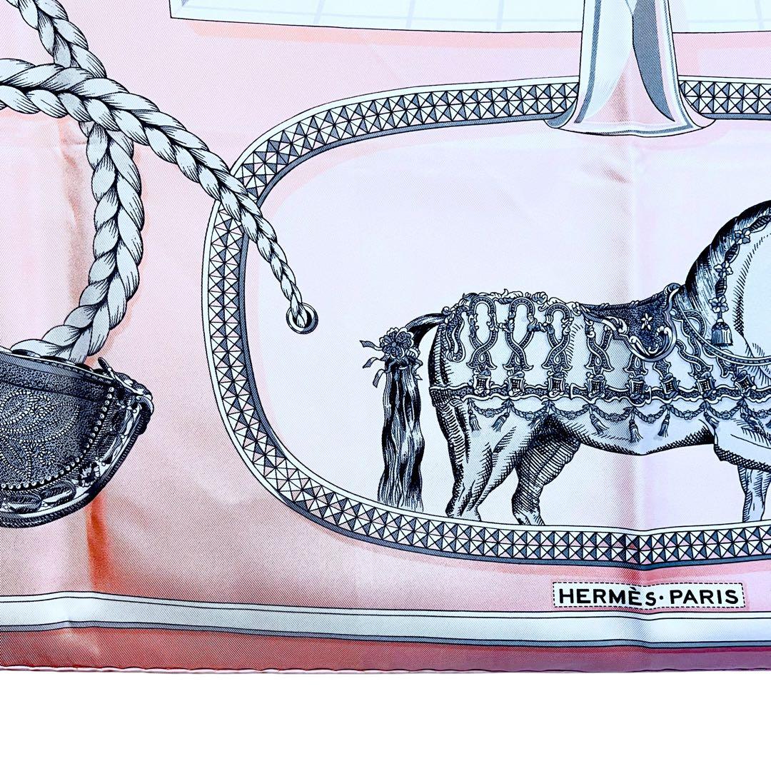 美品✨　エルメス　グランアパラ シルクスカーフ　カレ90 ピンク