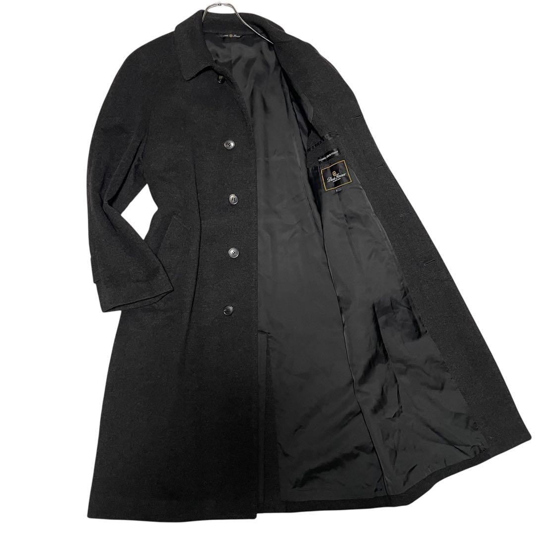 【カシミヤ100%×イタリア製生地】マキシ丈比翼チェスターコート チャコール L