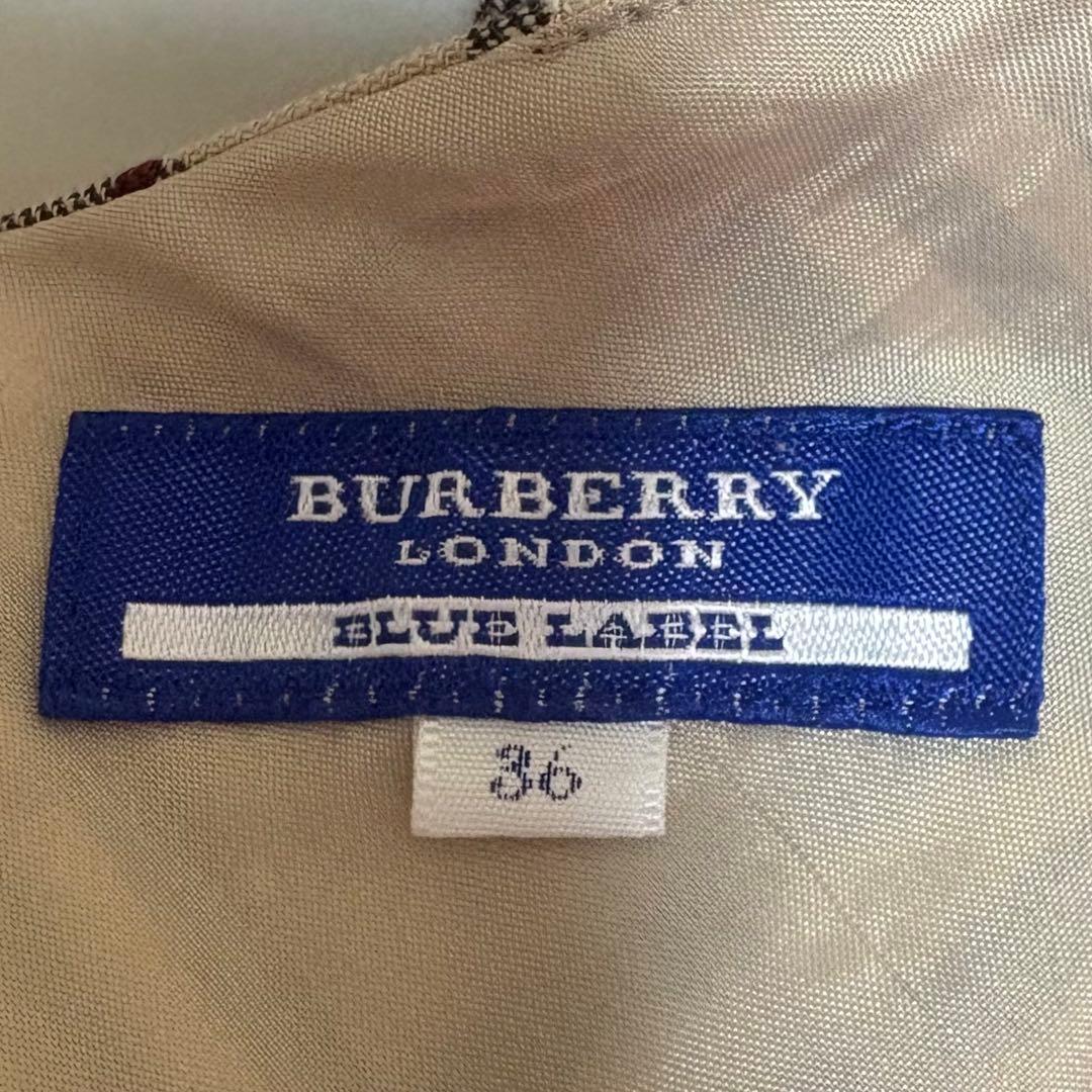 バーバリーロンドン ブルーレーベル ノバチェック　ノースリーブ 膝丈ワンピース