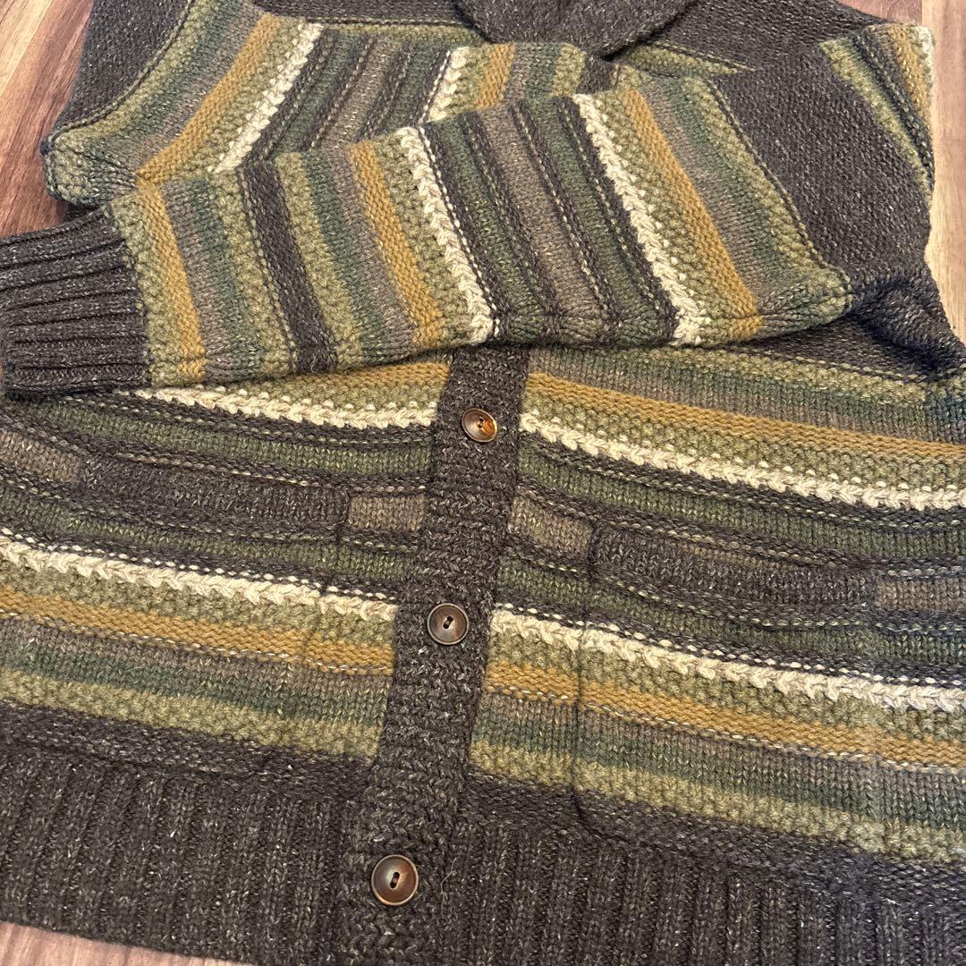 イサム様　美品RRLミックスニットウールカーディガン カウチン