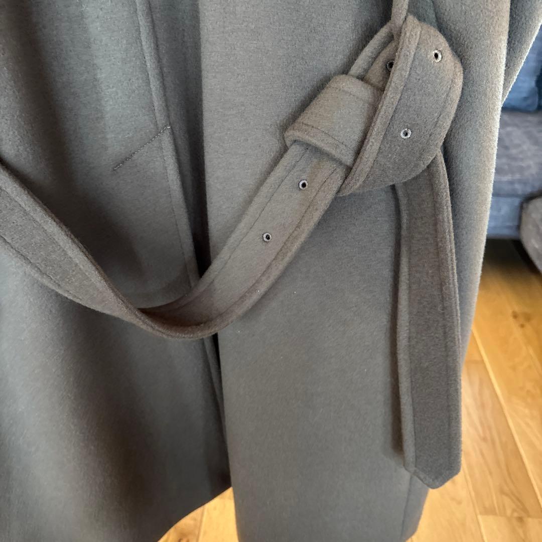 AURALEE オリーブ ウールステンカラーコート共布ベルト付き美品