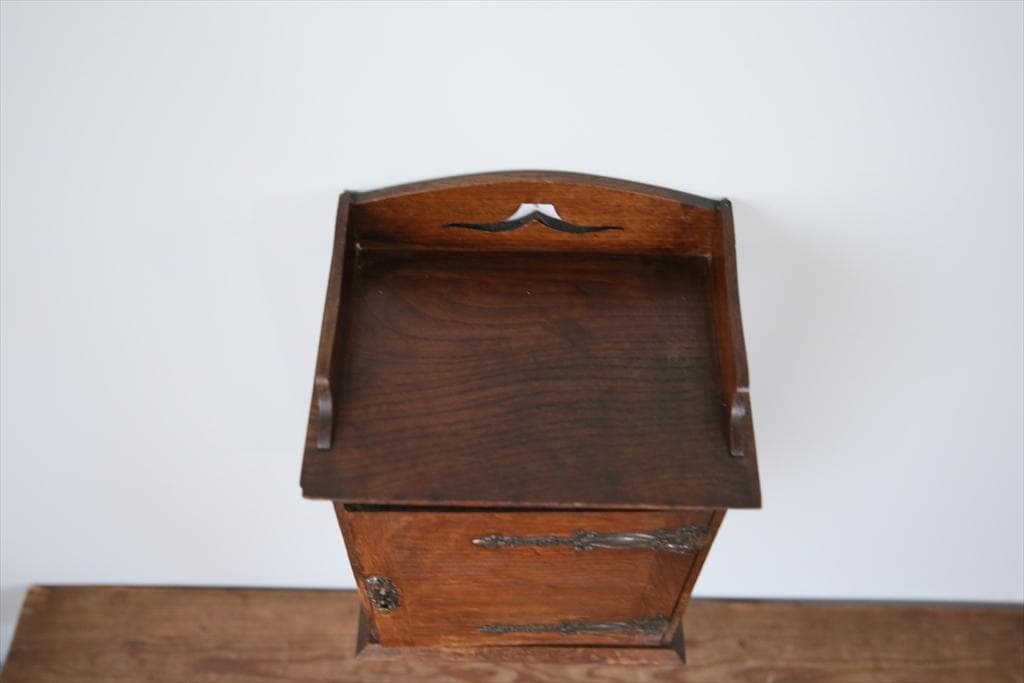 英国アンティーク木製パイプキャビネット/壁掛け収納シェルフ/飾り棚(89-58)