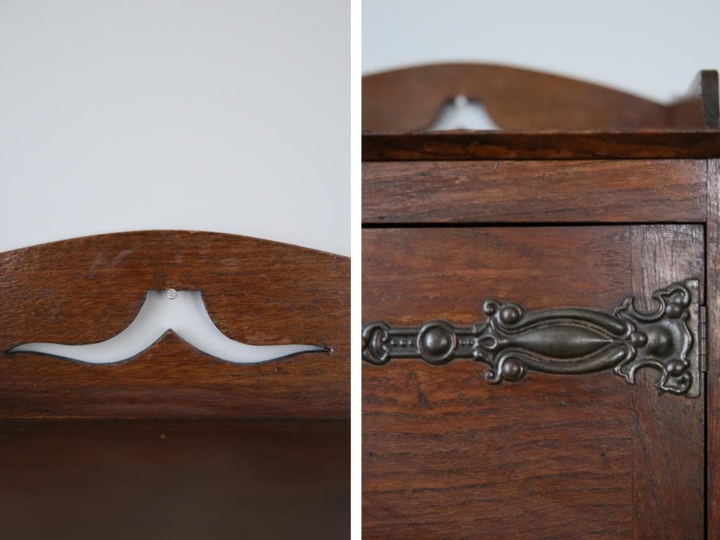 英国アンティーク木製パイプキャビネット/壁掛け収納シェルフ/飾り棚(89-58)