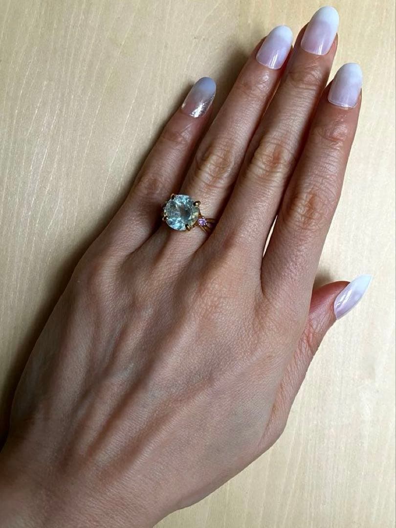 4.5ct アクアマリン・アメジストリング・指輪シルバー K18金YGゴールド