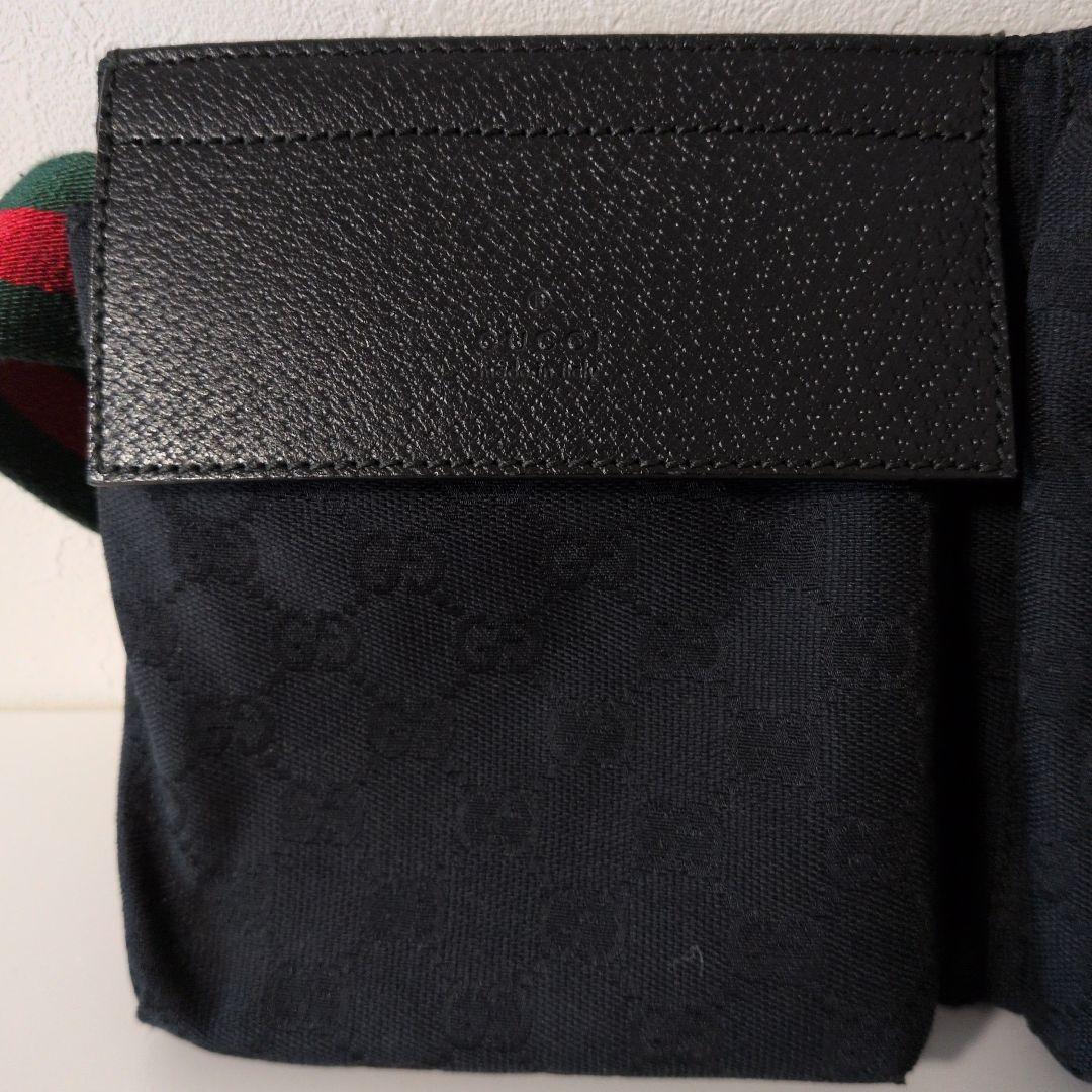 GUCCI グッチ GGキャンバス ウエストポーチ ブラック