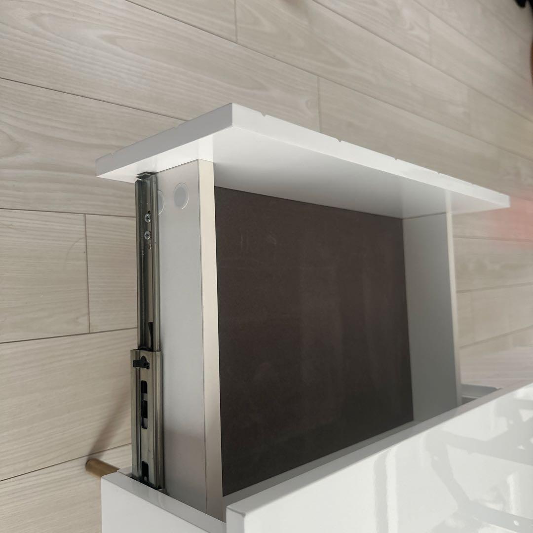 Francfranc　ソルティール リフティングテーブル ホワイト　昇降テーブル