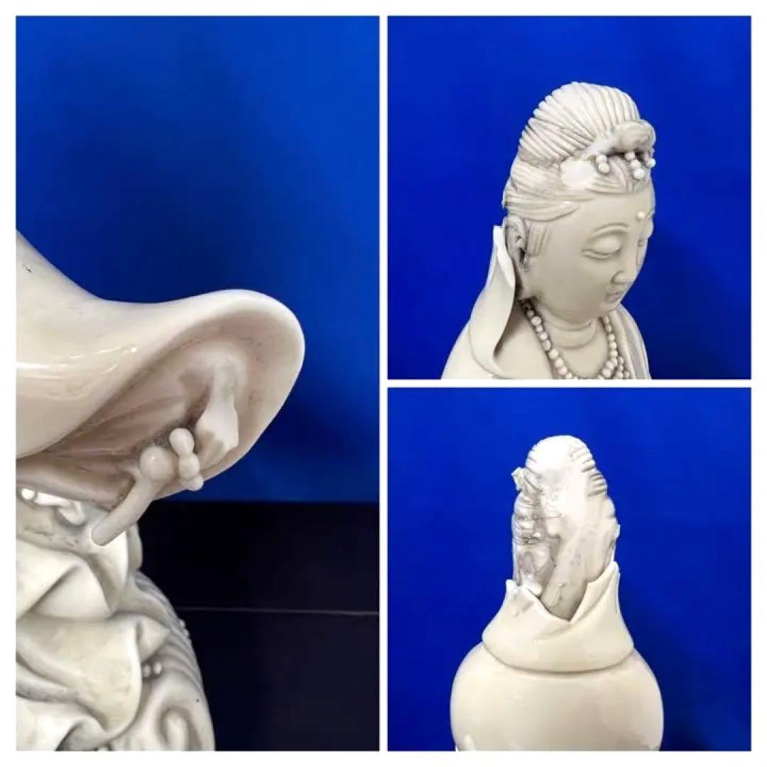 中国古美術 仏像 徳化窯白磁観音菩薩像 明時代何朝宗徳化窯観音像