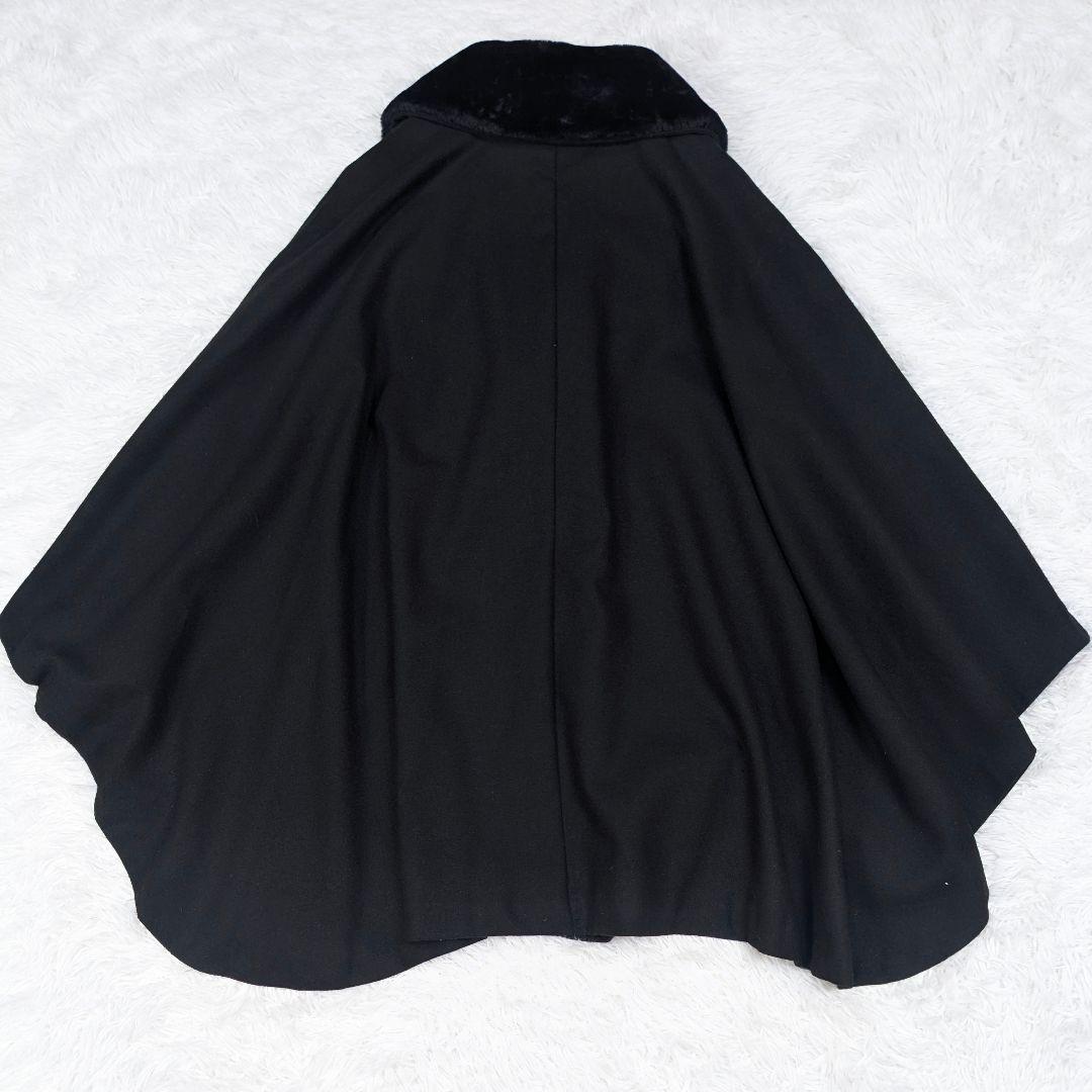 ヒロミチナカノ 和装ケープコート ファー付き 2way 黒 ポンチョコート