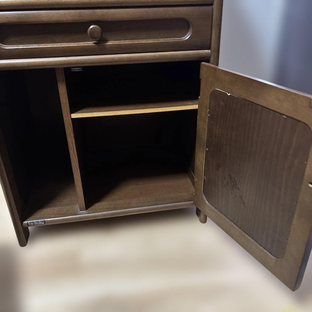 カリモク　電話台　木製　コンセント付き　収納　美品寄り　最安値