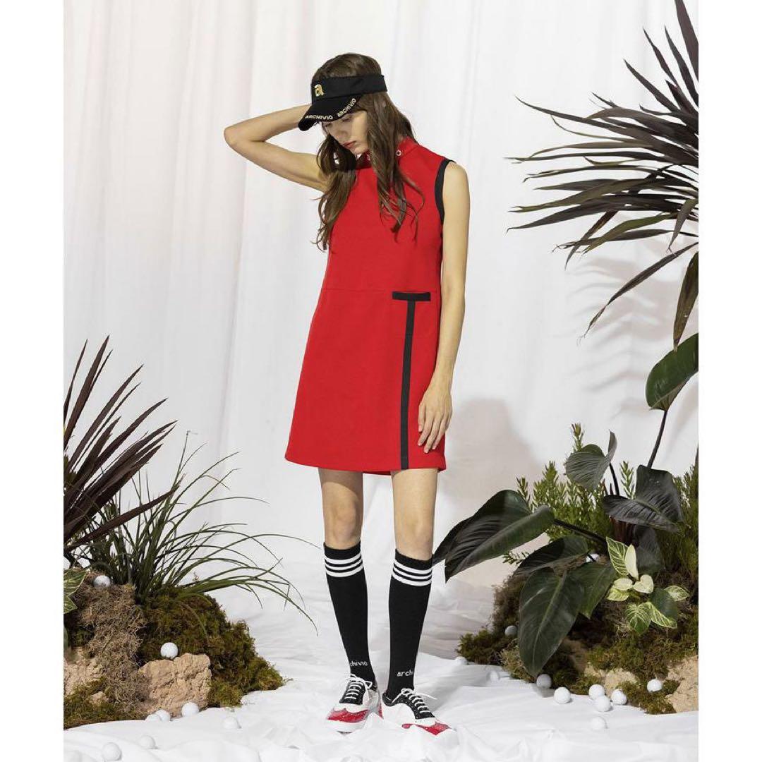 ARCHIVIO アルチビオ ゴルフ ノースリーブ バイカラー ワンピース