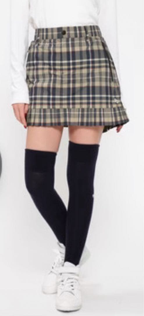 新品　パーリーゲイツ　スカート　プリーツ　中綿　チェック柄　ウエストゴム　0