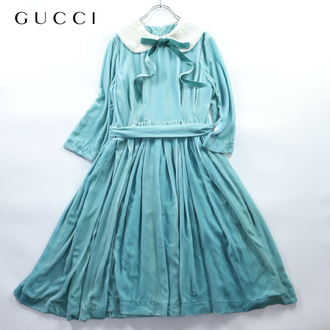2023AW 未使用　GUCCI グッチ　レア　ベルベット　ドレス　ワンピース