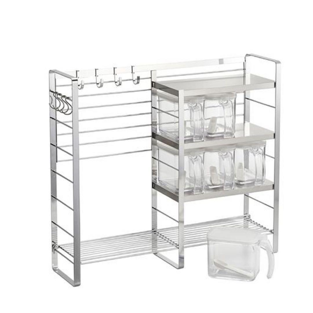 燕三条 コンロサイドスパイスラック　コンロサイドスパイスシェルフ　調味料ポット付