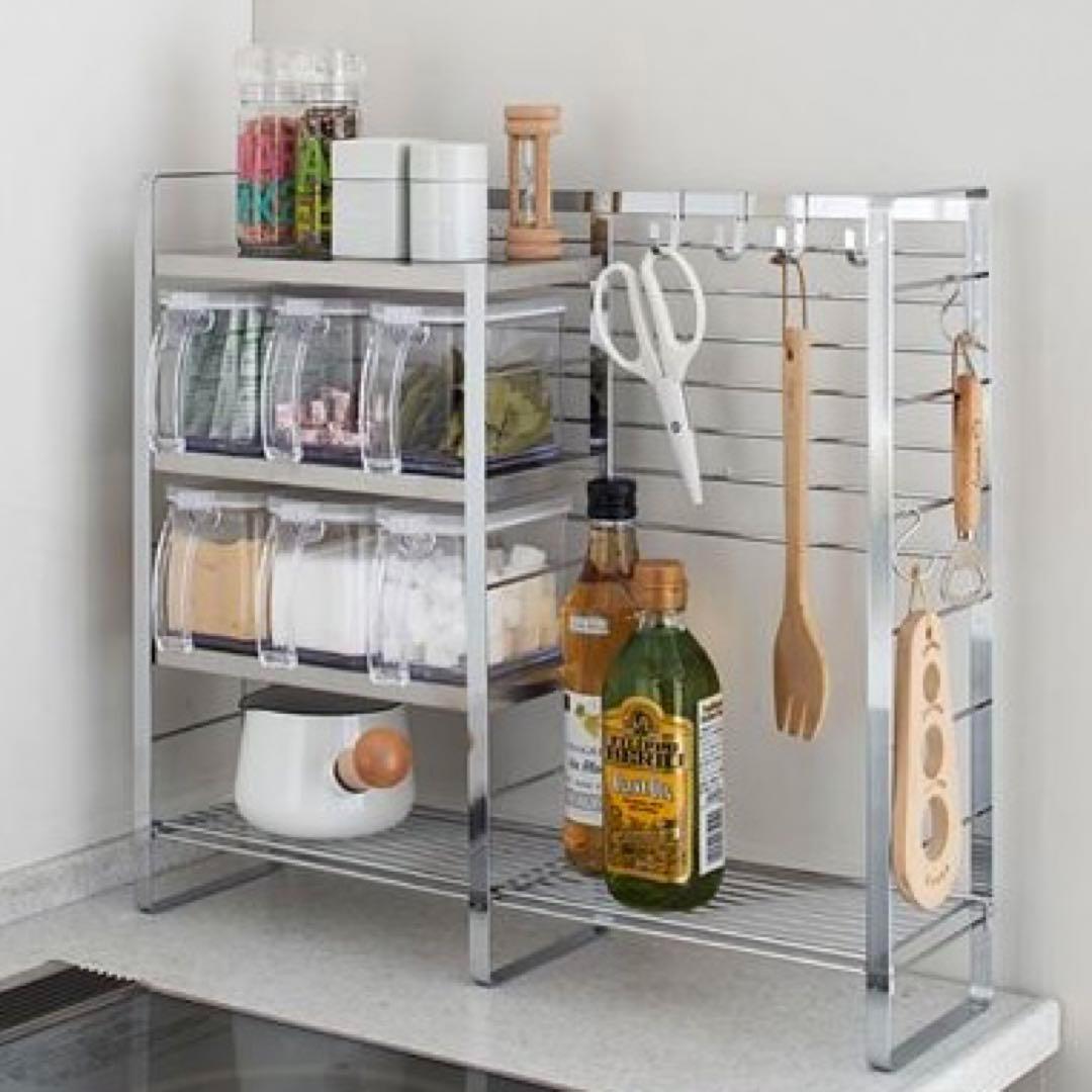 燕三条 コンロサイドスパイスラック　コンロサイドスパイスシェルフ　調味料ポット付