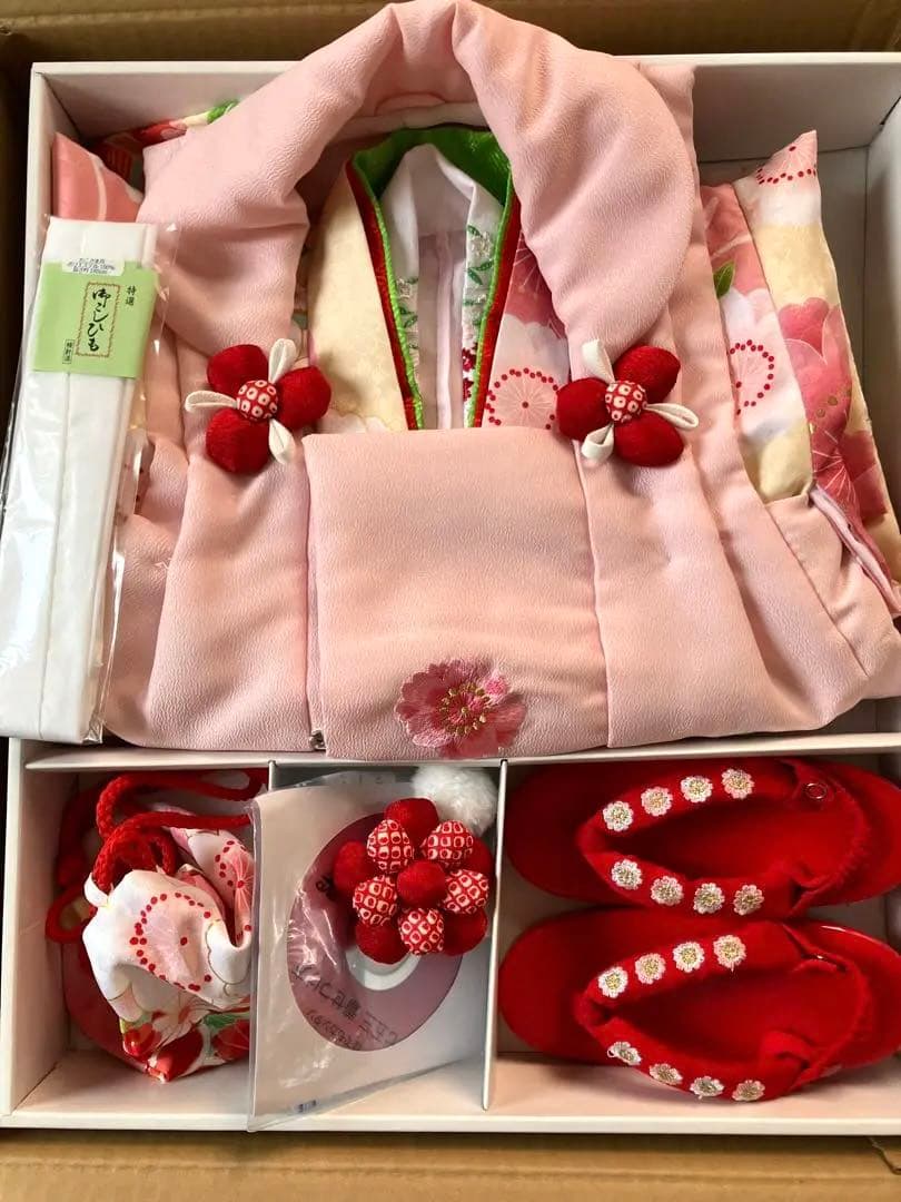 京都花ひめ　七五三用　ピンク系 花柄着物　1回使用