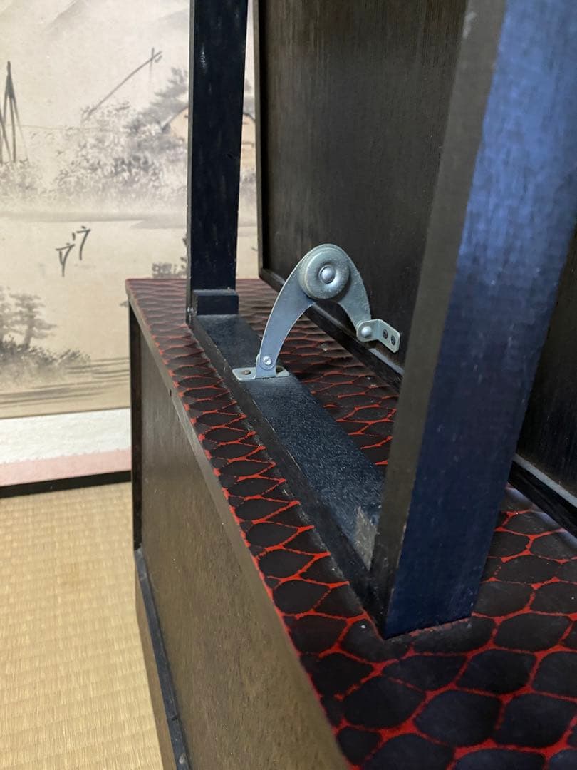 鎌倉彫 伝統工芸品　鏡台 ドレッサー ミラー 化粧台 漆塗り 松竹梅 和家具