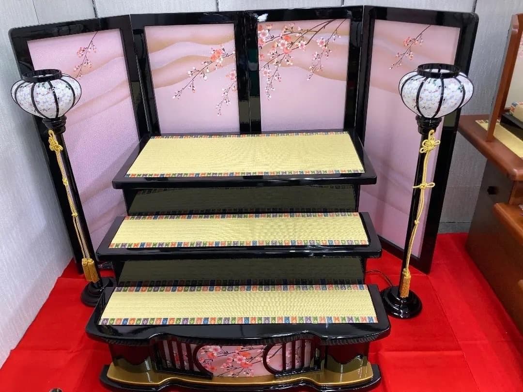 C7 訳あり特価　ひな壇飾り　雛人形三段　雪洞付き　ひな人形三段かざり