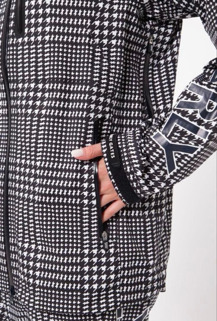 新品 パーリーゲイツ ストレッチ 千鳥柄 レインウェア 上下 セットアップ 0