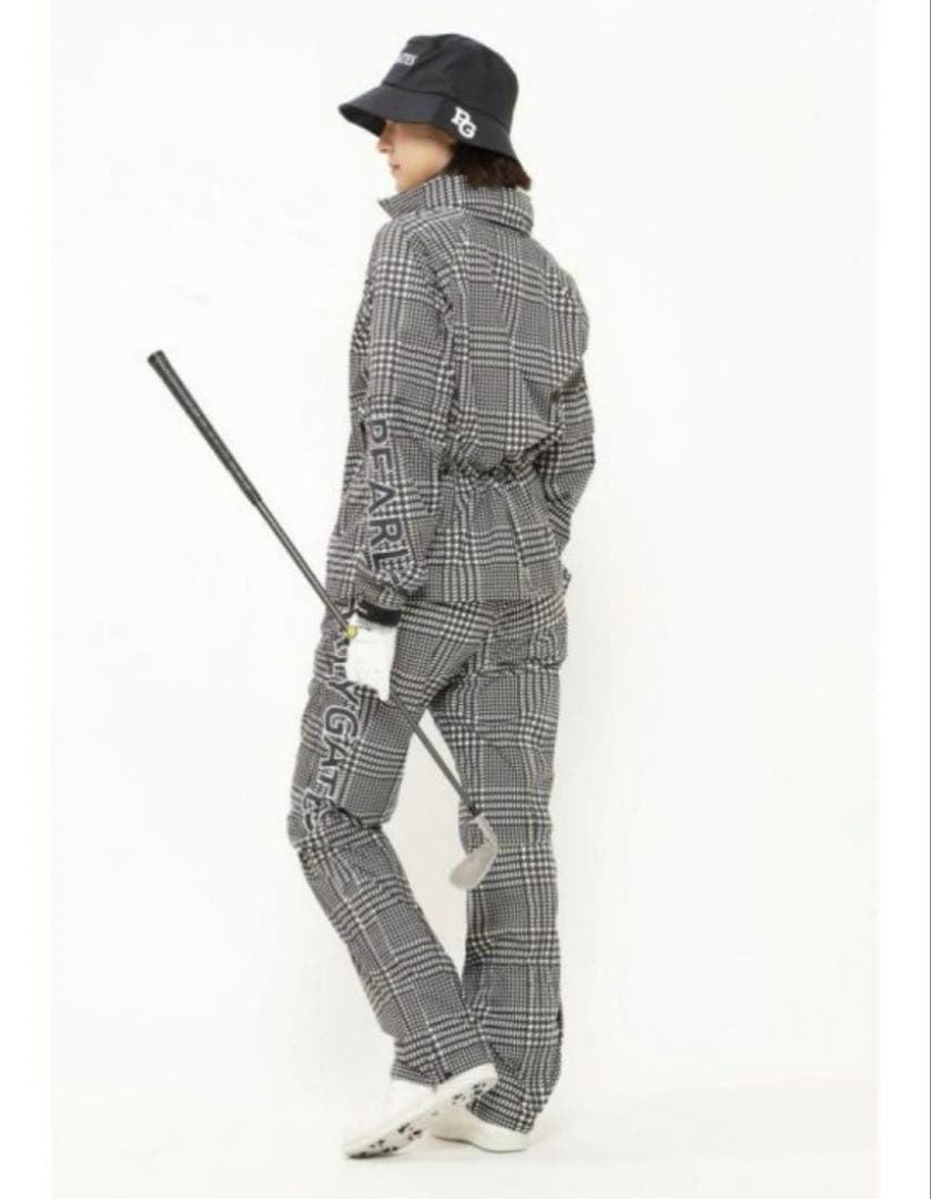 新品 パーリーゲイツ ストレッチ 千鳥柄 レインウェア 上下 セットアップ 0