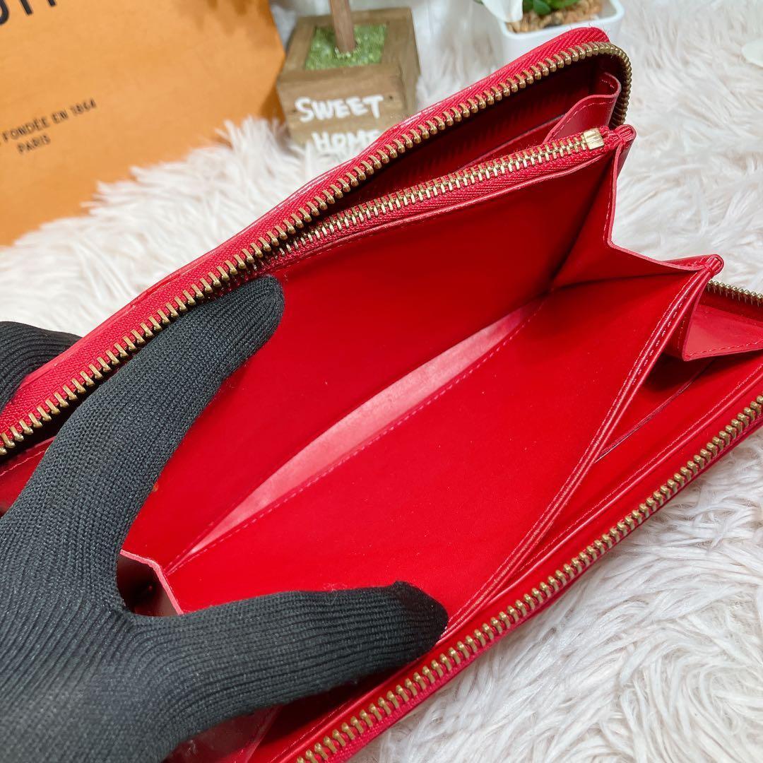 美品 ヴェルニ ルイヴィトン エナメル ジッピーウォレット オレンジ