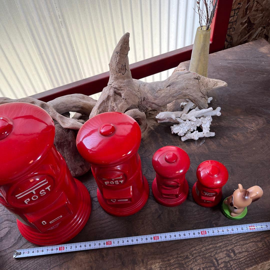 レトロ／郵便ポスト貯金箱／希少／特大・大・中・小【まとめ売り4点