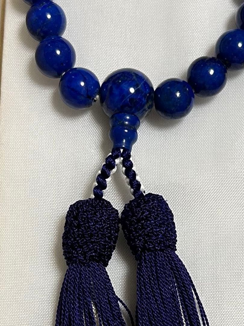 女性用片手数珠★ラピスラズリ8mm玉 共仕立★桐箱入 瑠璃石